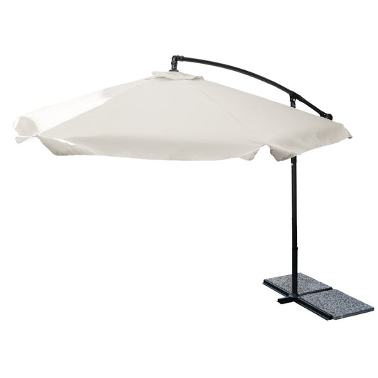 Seitenarm Schirm rund Garten dezentral Stahl d. 3 mt BEIGE mit Klappe