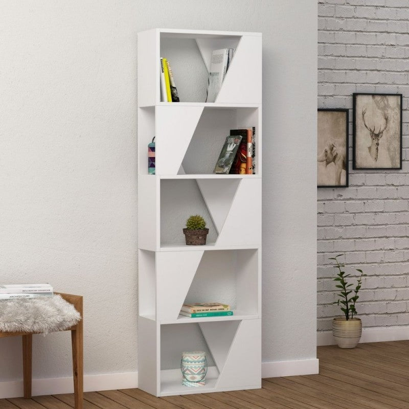 Weißes Bücherregal mit 5 Regalen. Rahmen 54x24xh.168 cm