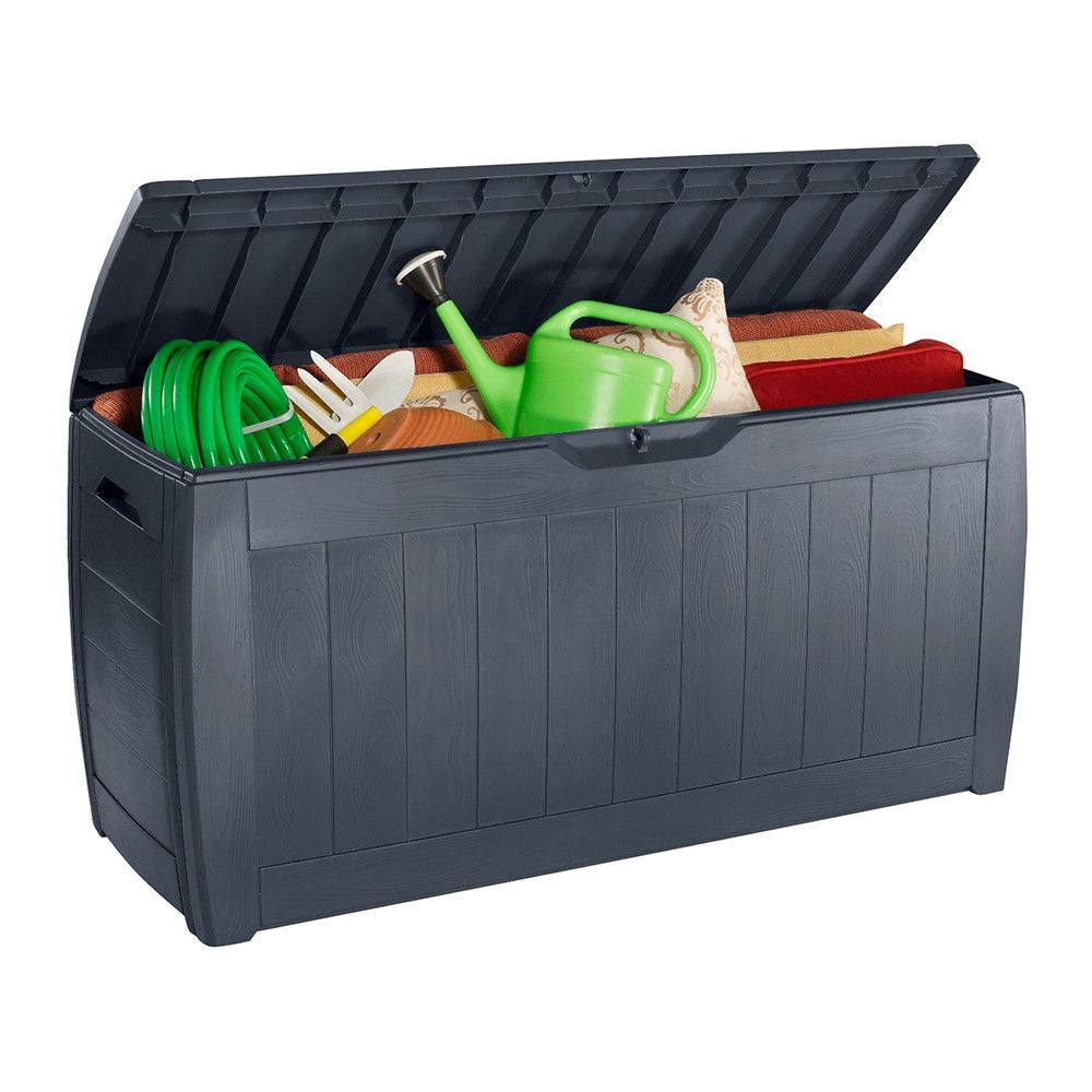 Hollywoodharzstamm mit abschließbarem Holzeffekt Graphit-Finish 117,5x45xh.57,3 cm