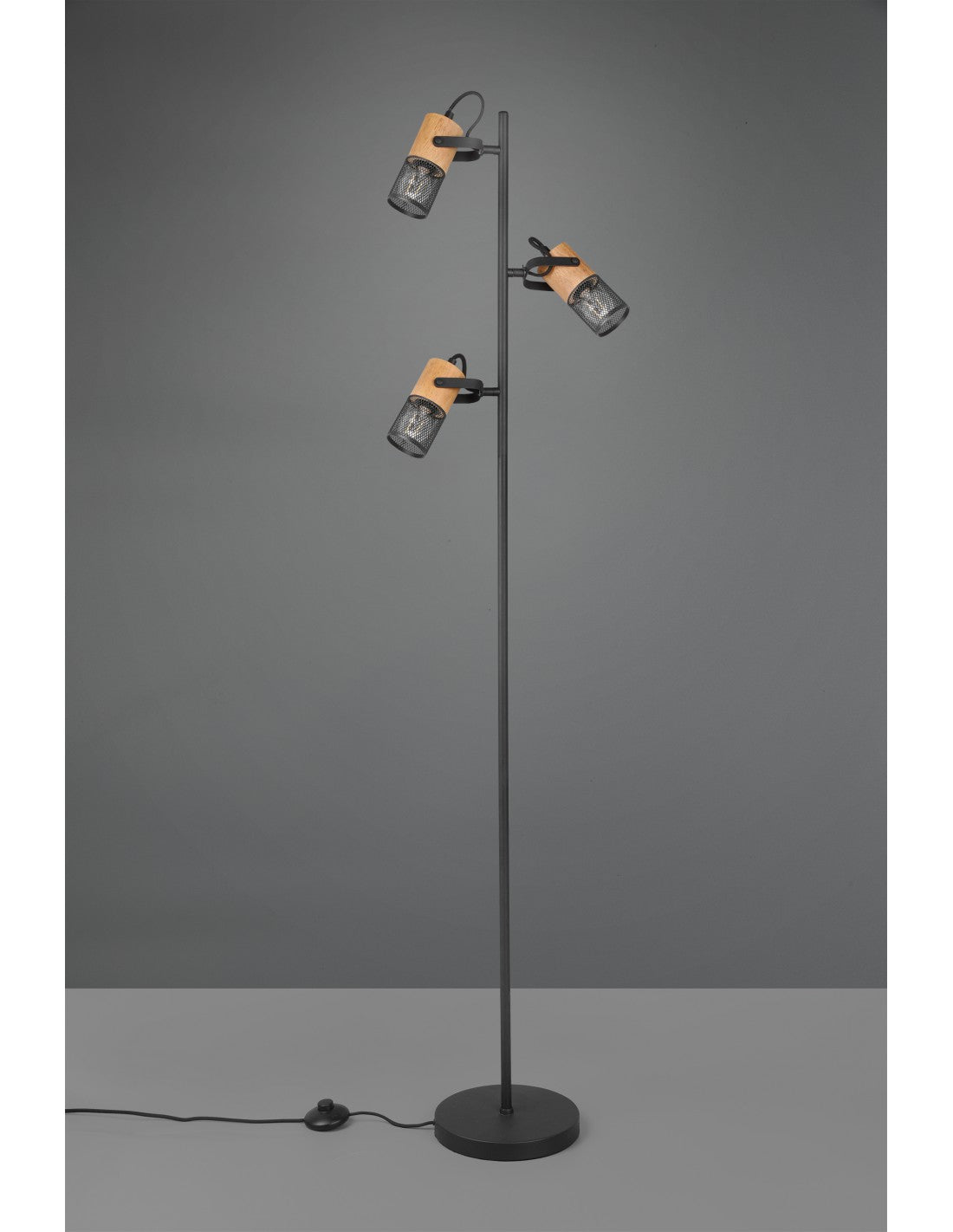 Tosh Stehleuchte Schwarz 3xE14 Holz- und Metallkäfig H150 cm Trio Lighting