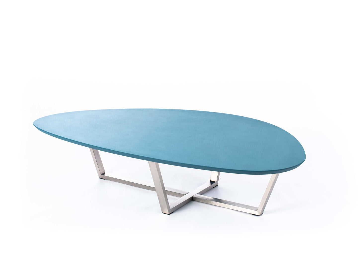 Couchtisch aus benzingrünem MDF und verchromtem grauem Gestell 140x80x32h cm