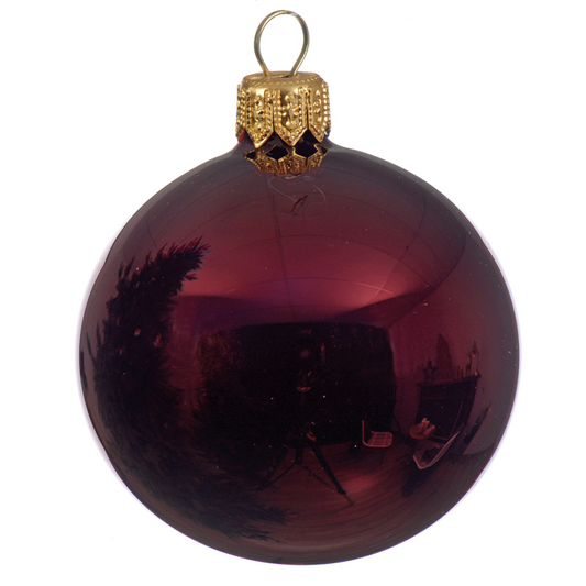 Weihnachtskugel dunkelrot glänzend Ø10 cm