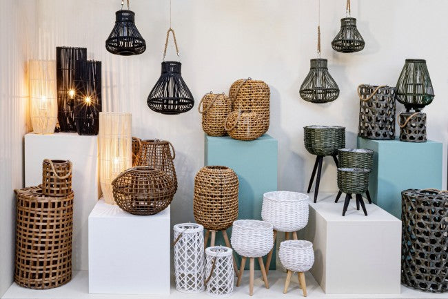 4x Lanterna Treppere Bamboo Ver-Schwarz H61.5