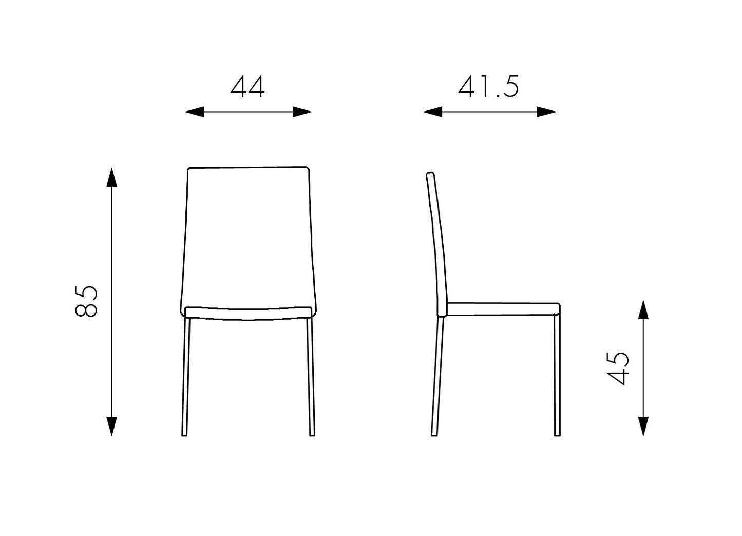 4x brauner Kunstlederstuhl 41,5x44x85h cm