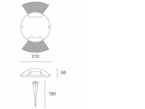 Stufenleuchte 2W LED 4000K obere Graphitlinie