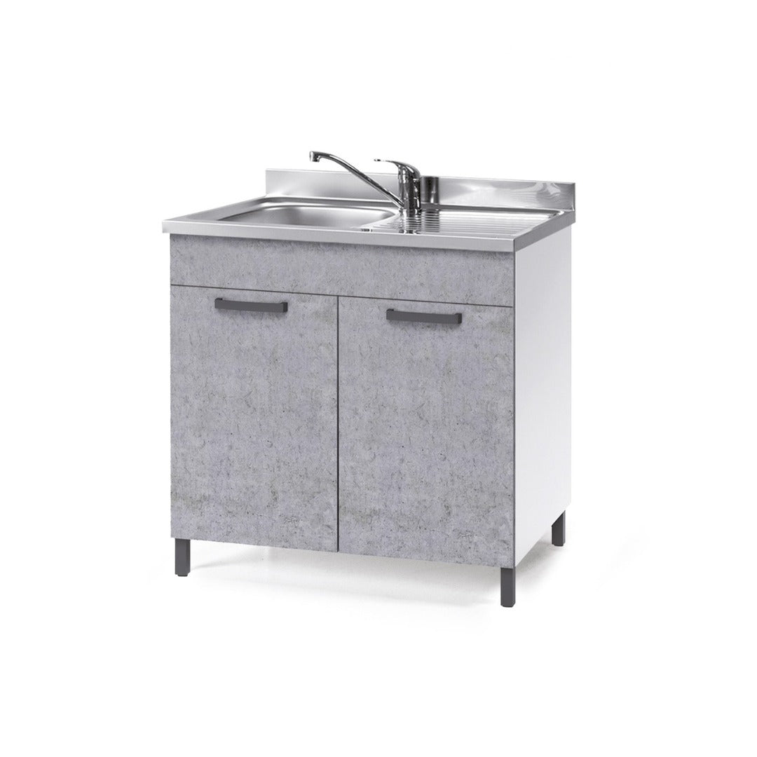 Betongrauer Küchenunterschrank mit 2 Türen 80x50xH 85 cm