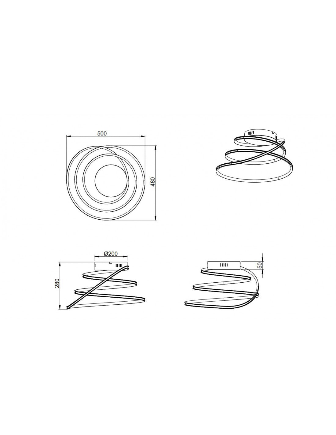 Plafoniera Design Vortice Chrom Led Dimmer 4000k Bologna Trio Lighting