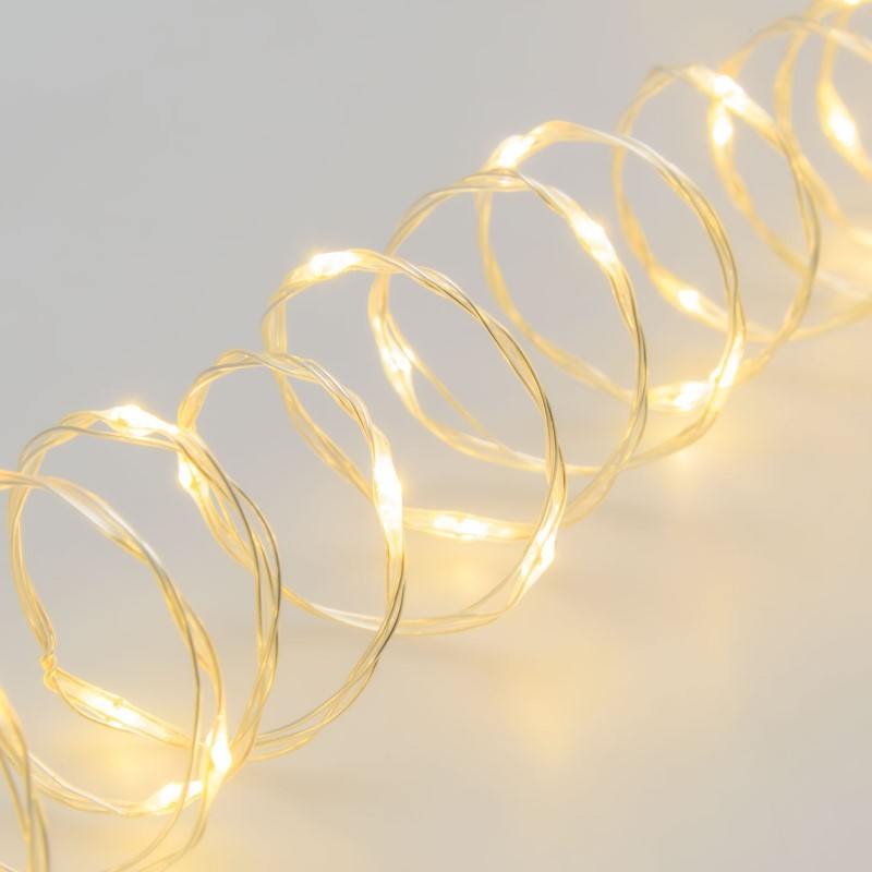 Kette 500 MicroLED Coil 25m warmweißes transparentes Silberkabel