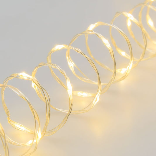 Kette 500 MicroLED Coil 25m warmweißes transparentes Silberkabel