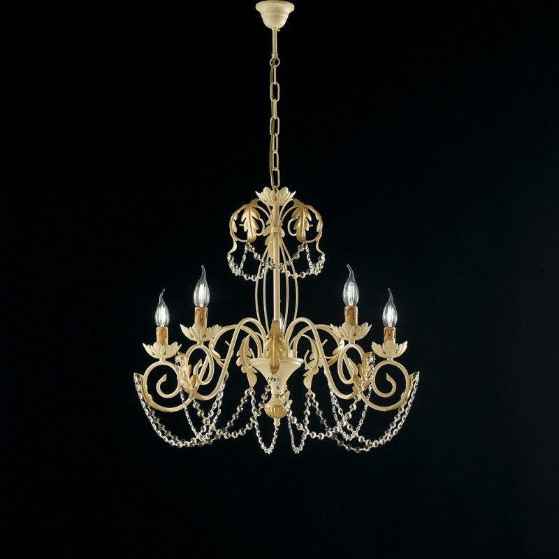Bügelflugschiene Avorio Decape und Oro strass damasco 5 Licht 63x h65 cm