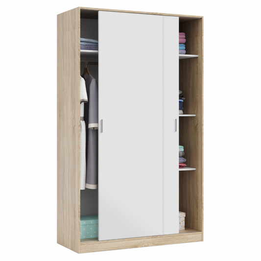 Kleiderschrank mit 2 Schiebetüren 120 x 50 x 20 cm Eiche