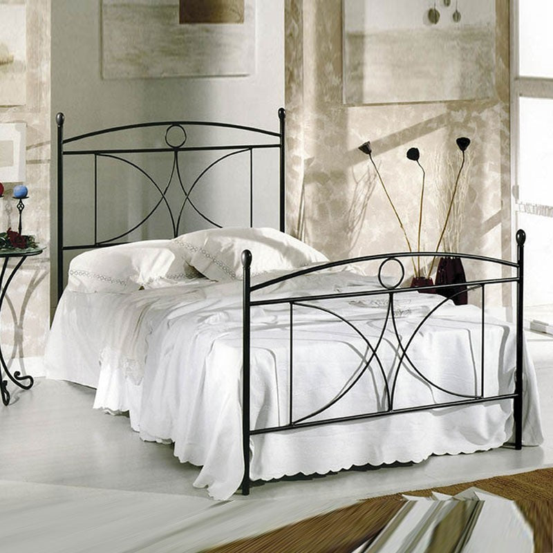 ALICE schwarzes Queen-Size-Eisenbett mit Fußteil 126 x 208 x H 128 cm