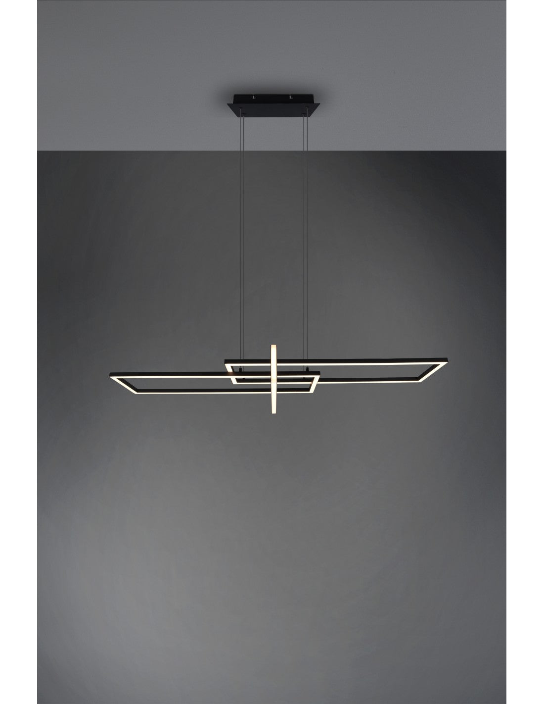 Salinas Pendelleuchte 3 rechteckige LEDs 34 W Schwarz L110 cm Dimmbare Trio-Beleuchtung
