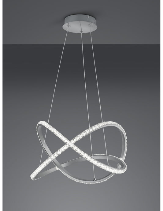 Moderne Pendelleuchte Rubin LED dimmbar RGB-Kristalleffekt Ø50 cm Trio-Beleuchtung