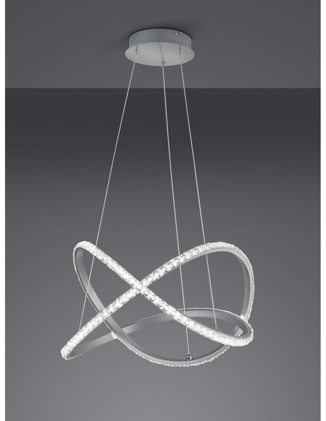Moderne Pendelleuchte Rubin LED dimmbar RGB-Kristalleffekt Ø50 cm Trio-Beleuchtung
