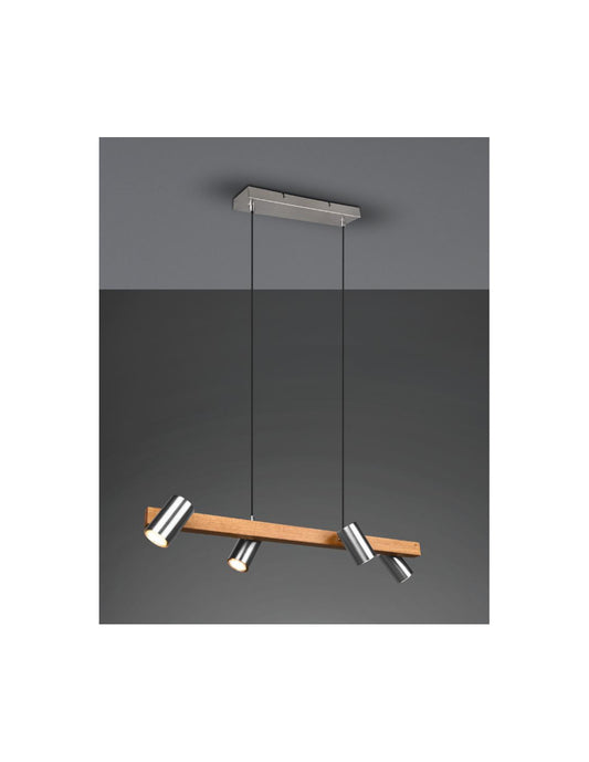 Lampadario Linear Leck E Nichel 4 Spot Cilindtring Orientable Marley Trio Lighting