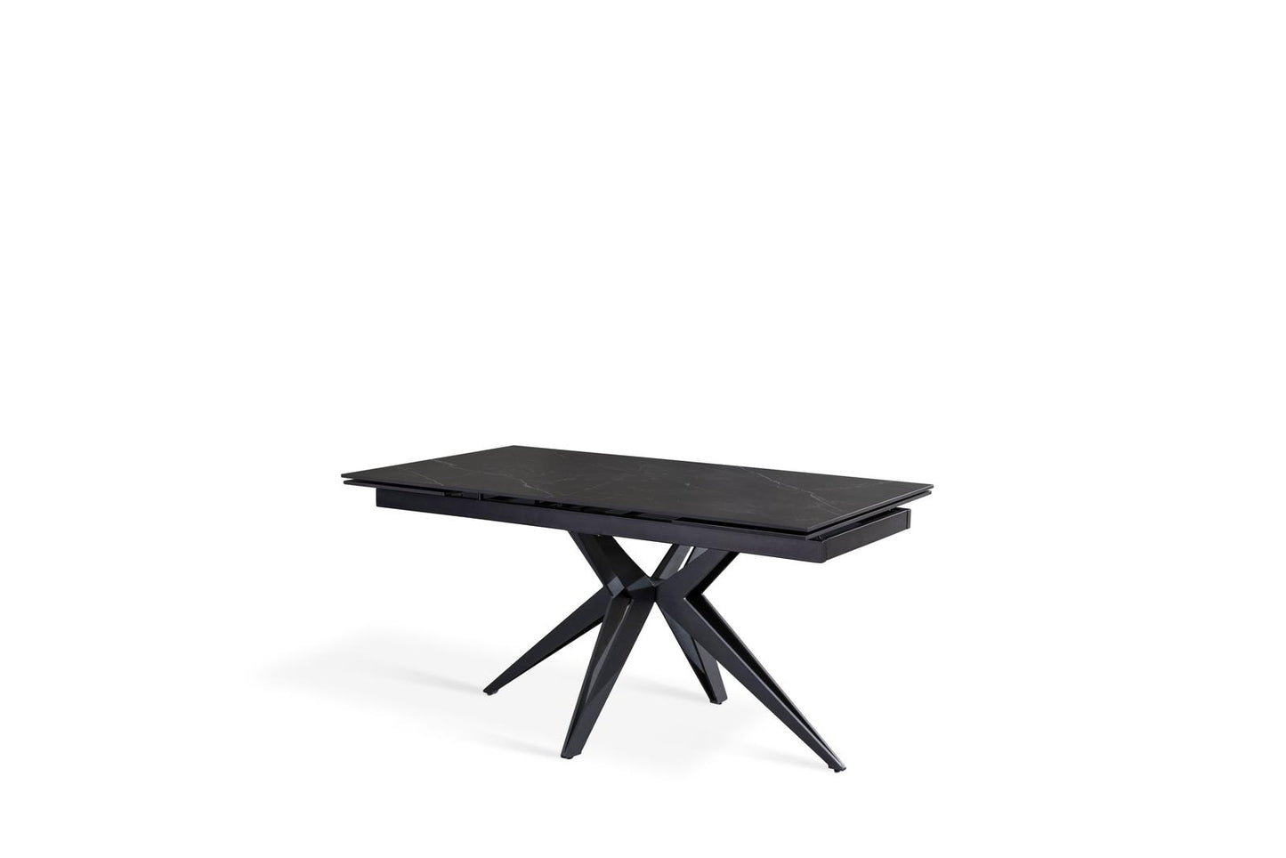 Ausziehbarer mattschwarzer Tisch 90 cm x 160-240 cm H. 76 cm