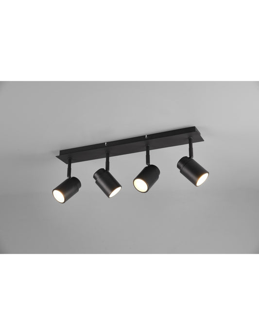 Linear Bar 4 verstellbare Strahler Black Metal Angelo Trio Lighting