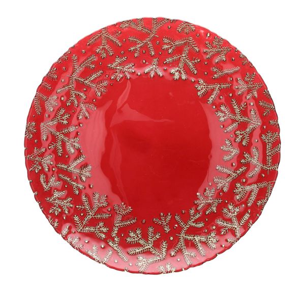 Piatto Portata 33x2.5 cm Vetro Rosso