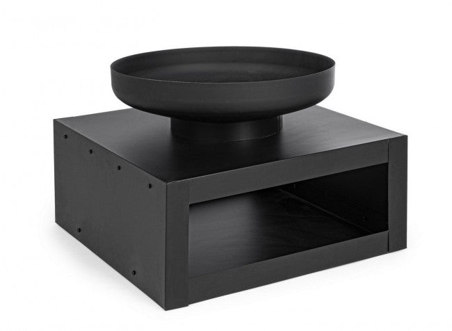 Kohlenbecken mit schwarzer Holzhalterung Efesto Gartenmöbel