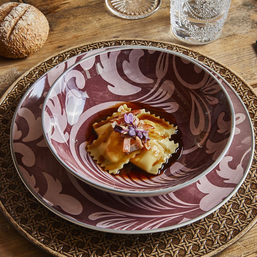 Dienst 18 Pezzi Louise O Acanto B Stoneware Rosso