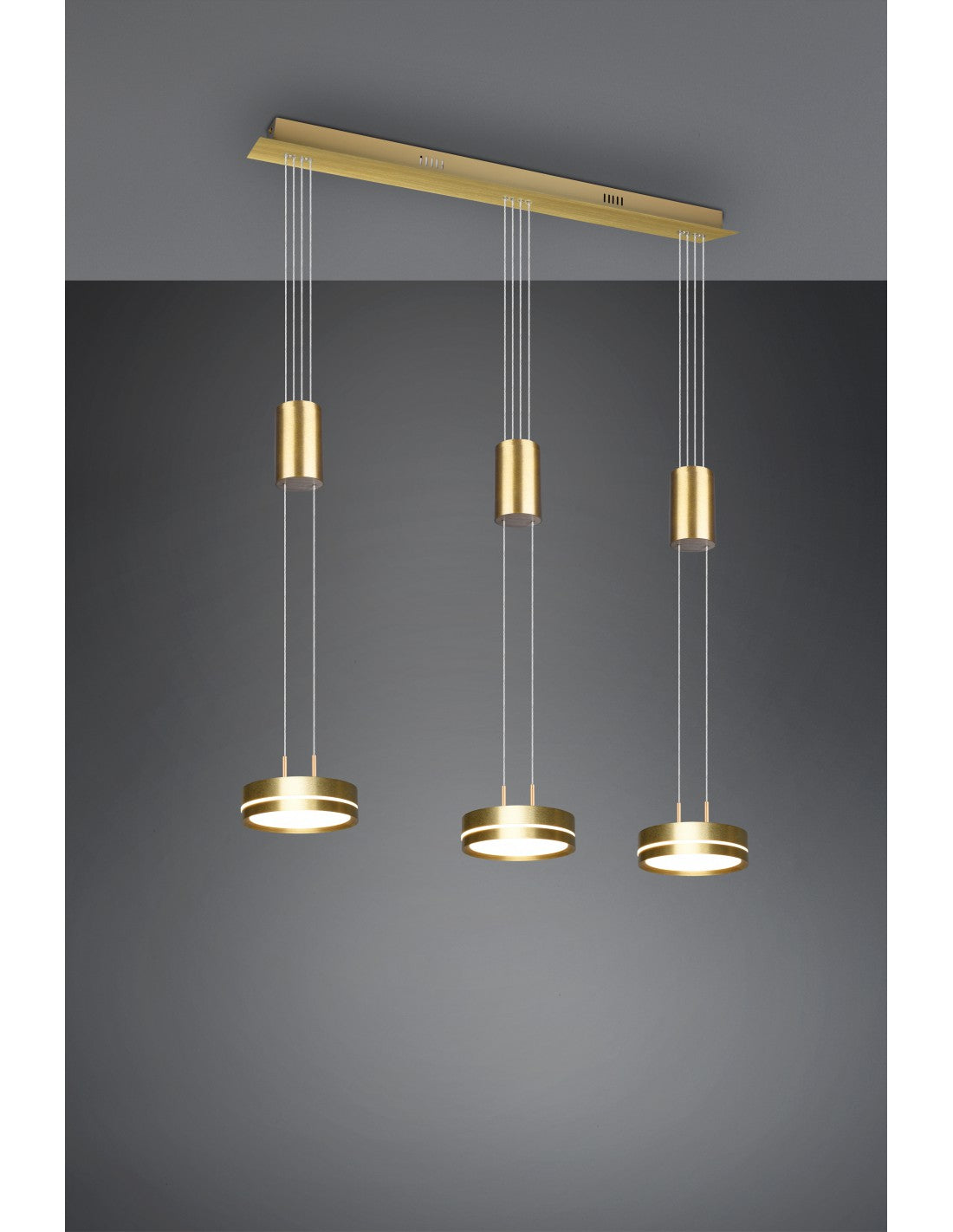 Lampadario Mono Led 3 Drop Ottone Franklin Trio Lighting