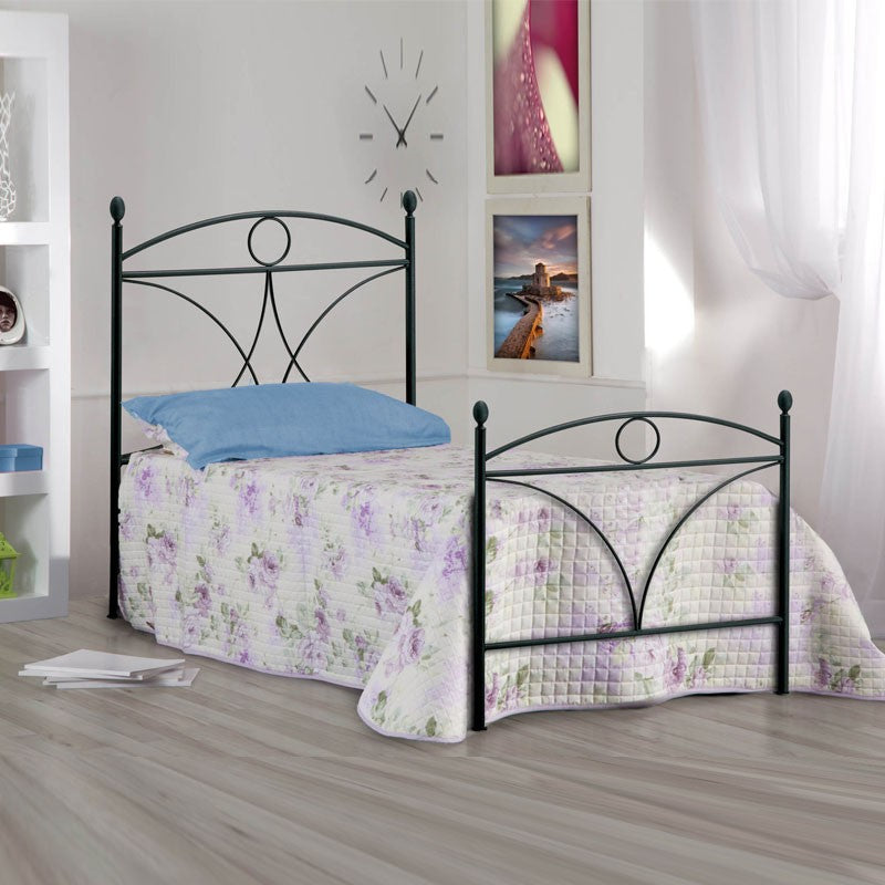 Einzelbett aus Eisen mit Fußteil Schwarz ALICE 92x208x h128 cm