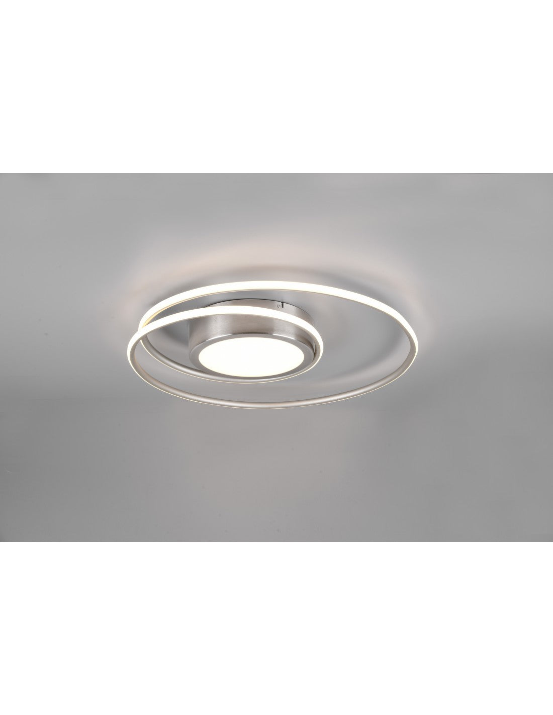 Moderne runde Deckenleuchte Yava Nickel Led Dimmer Trio Lighting