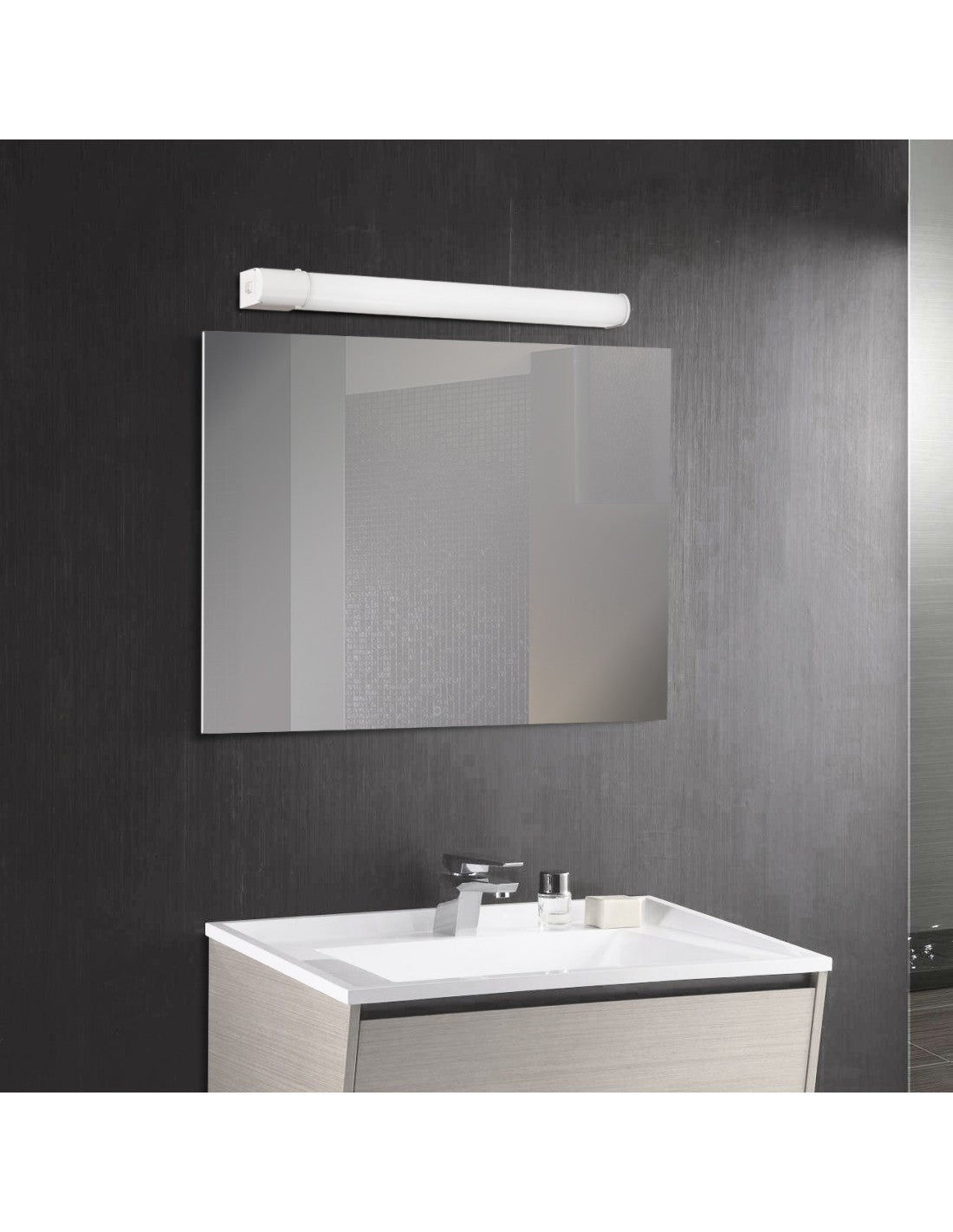 Weißer rechteckiger Led-Badezimmerspiegel mit Applikation Garona IP44 ACB
