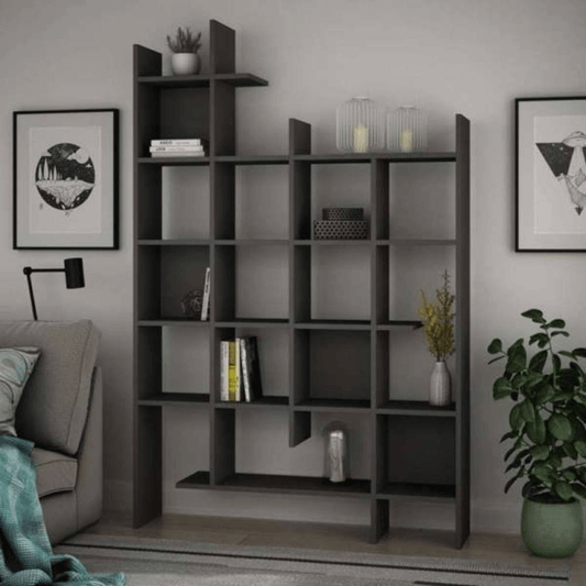 Manco Anthrazit Bücherregal 6 Regale 122x25,5x188H