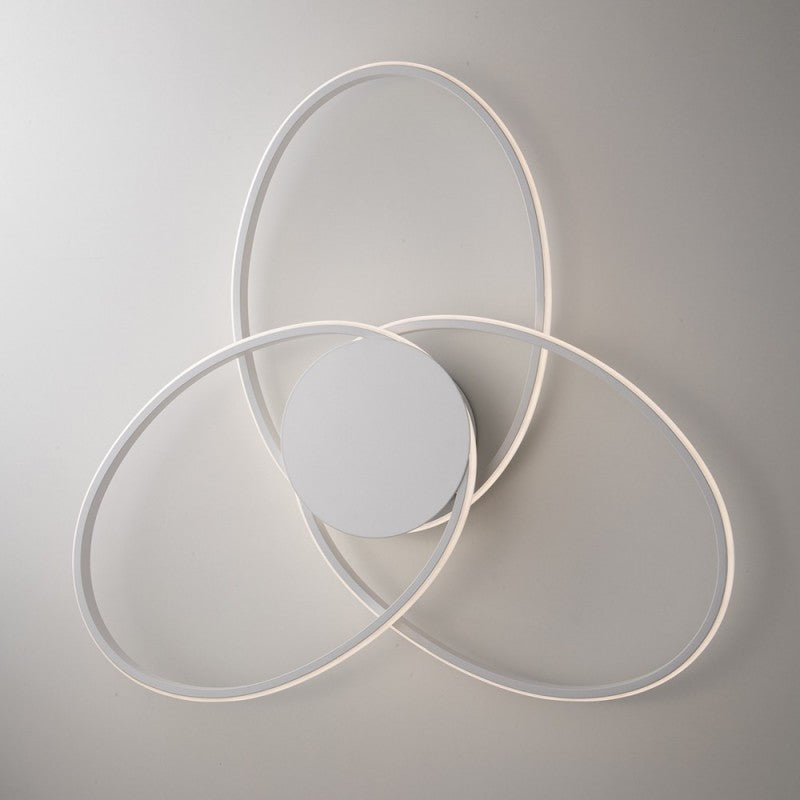 Deckenleuchte aus weißem Metall und Aluminium mit 3 integrierten LEDs 67x h8 cm