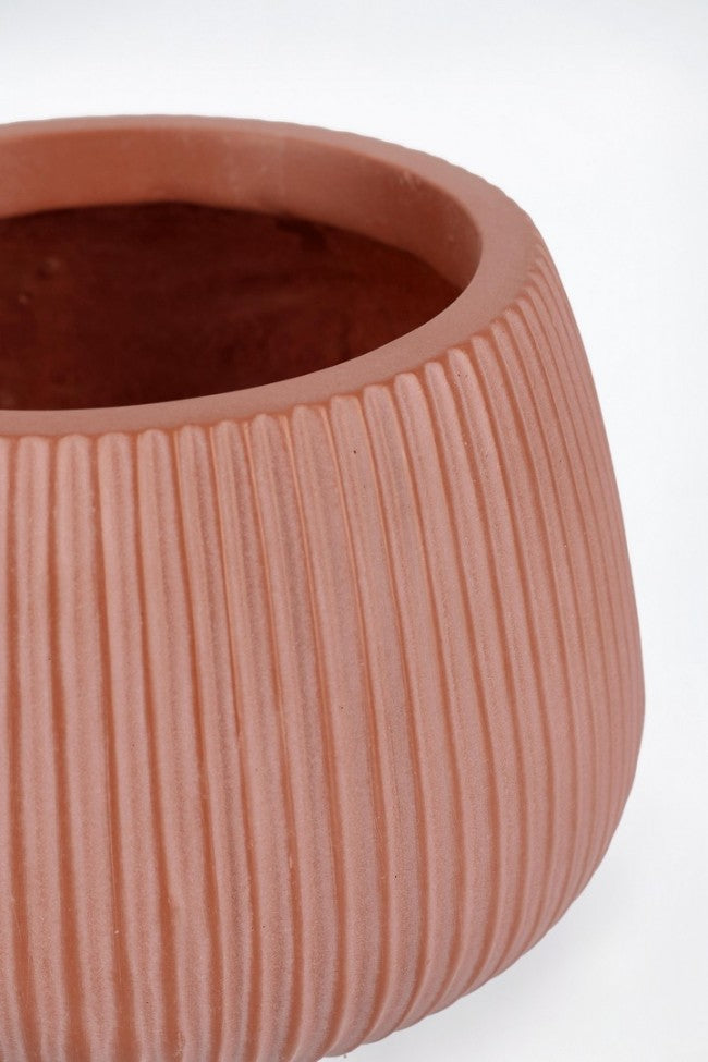 Set3 P.Vase Ribbed Bomb Terracotta Alto