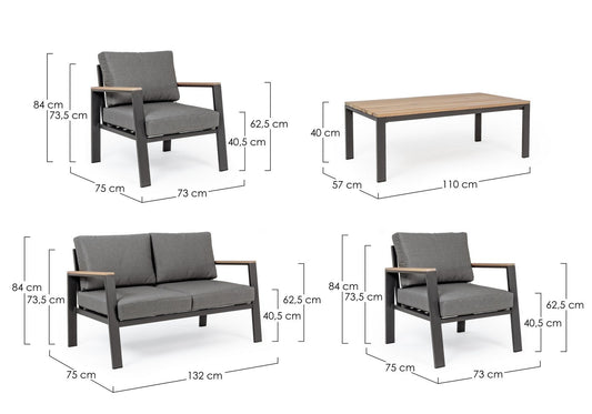 Belmar Gartenlounge-Set Natur-Anthrazit