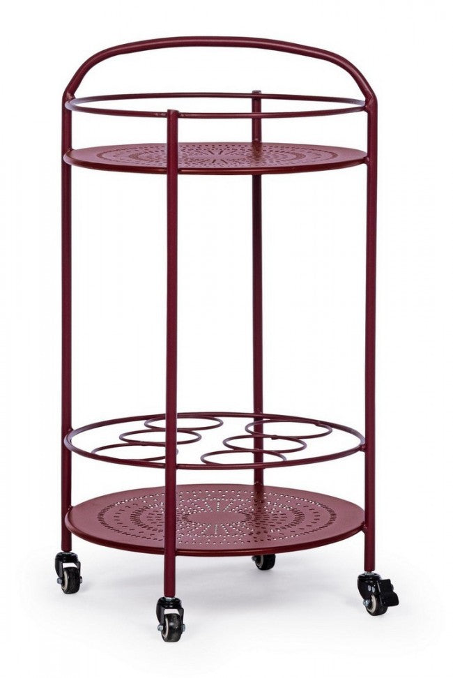 Flaschenwagen aus bordeauxrotem Stahl