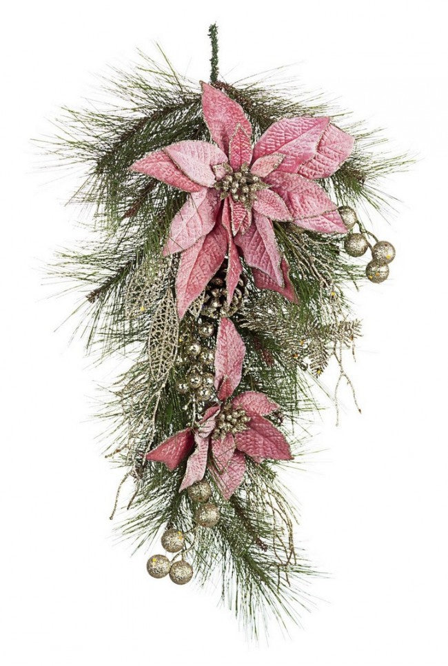 4x Dekor. Annabel Poinsettia Pink Drop