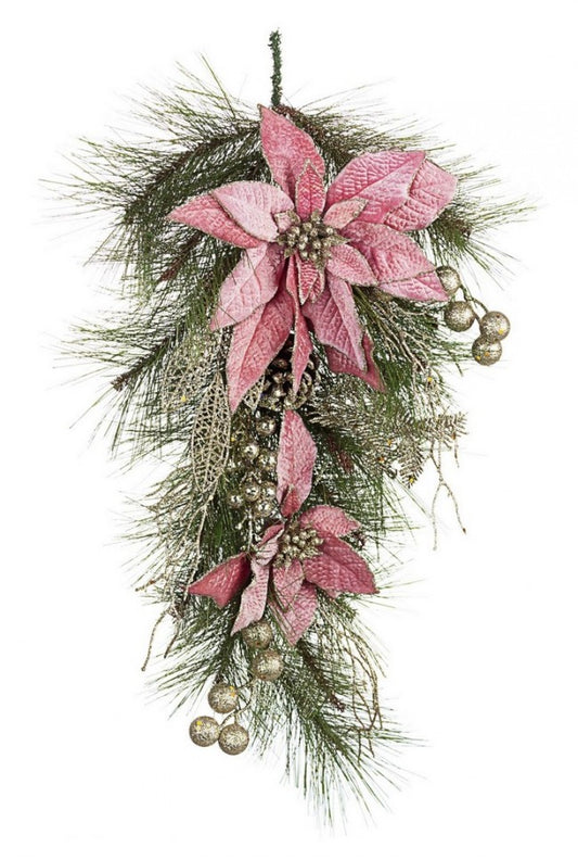 4x Dekor. Annabel Poinsettia Pink Drop