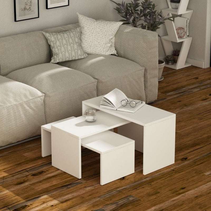 Tris weiße Kanta Couchtische 65x30xh.39 cm