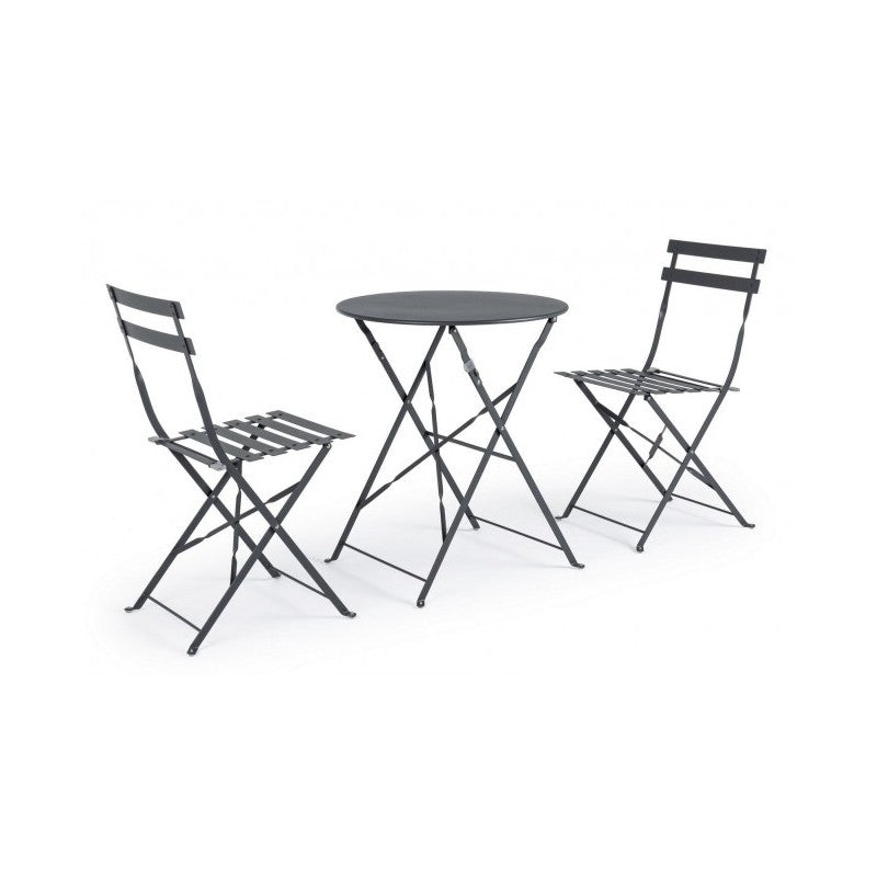 Anthrazitfarbenes Gartenset von Bizzotto, Bistrotisch und Stühle