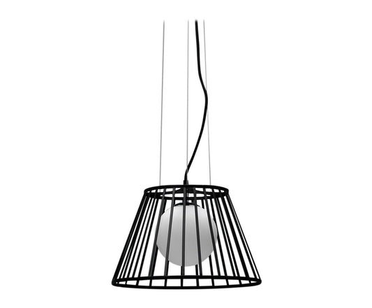 Pendelleuchte aus Metall mit schwarzem Lampenschirm D25/35xD20/35x120h cm