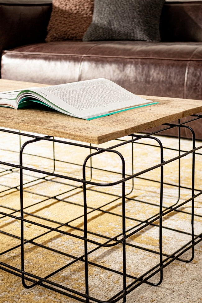 Metall rechteckiger Couchtisch aus Holz Trellis