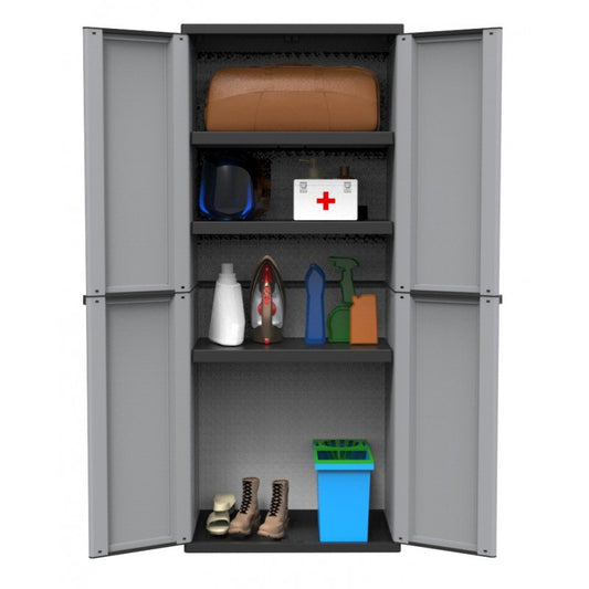 Frottee-Kleiderschrank mit zwei Türen, Regale 68 x 38 x 164 h cm