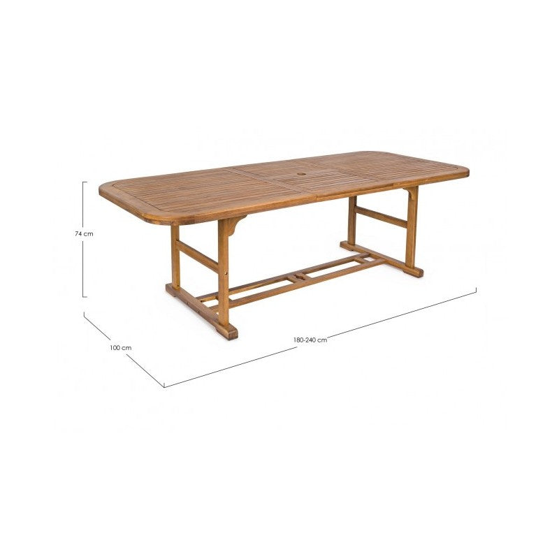 Outdoor Tisch Noemi ausziehbares Holz 180-240x100x h 74cm