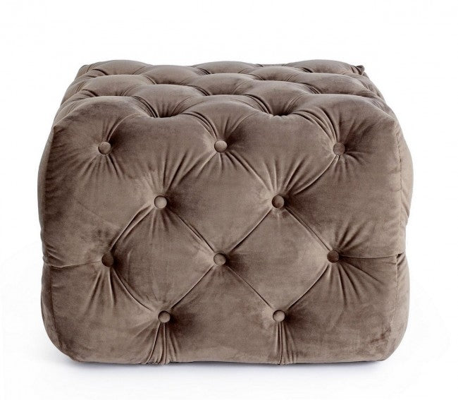 EVAN S taubengrauer Samt-Pouf 62x62x H46 cm