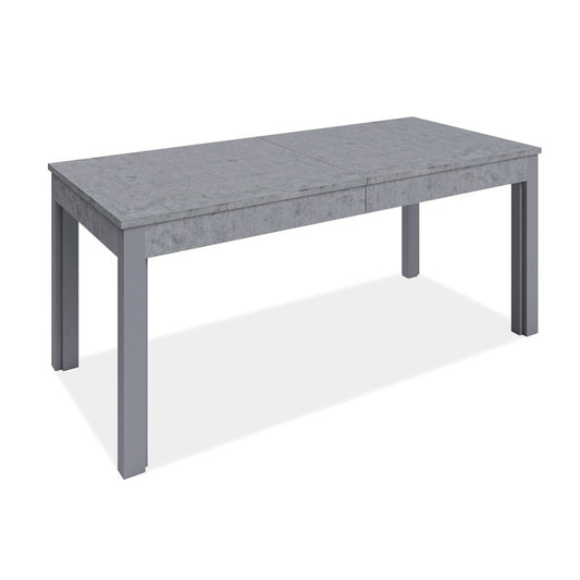 Ausziehbarer Tisch aus zementgrauem Melaminholz 160-320x90 cm