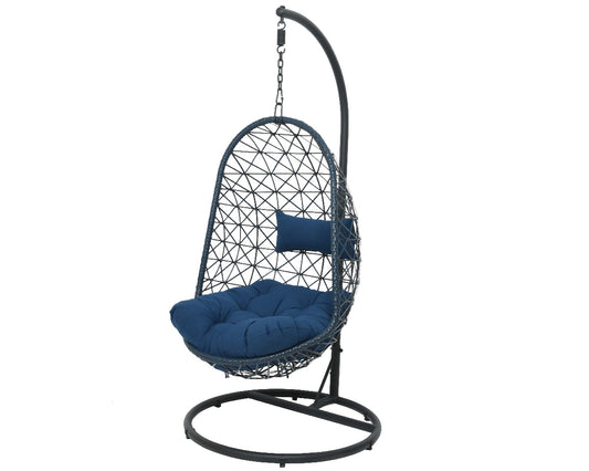 Dunkelblaue Outdoor-Schaukel aus Korbgeflecht Bologna 195h cm