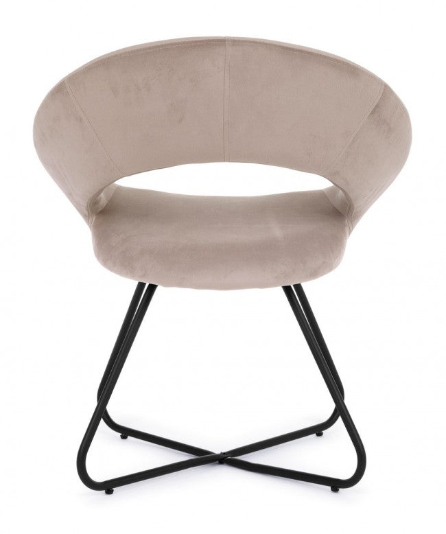 2x Vanity-Sessel aus taubengrauem Samt und schwarzen Beinen