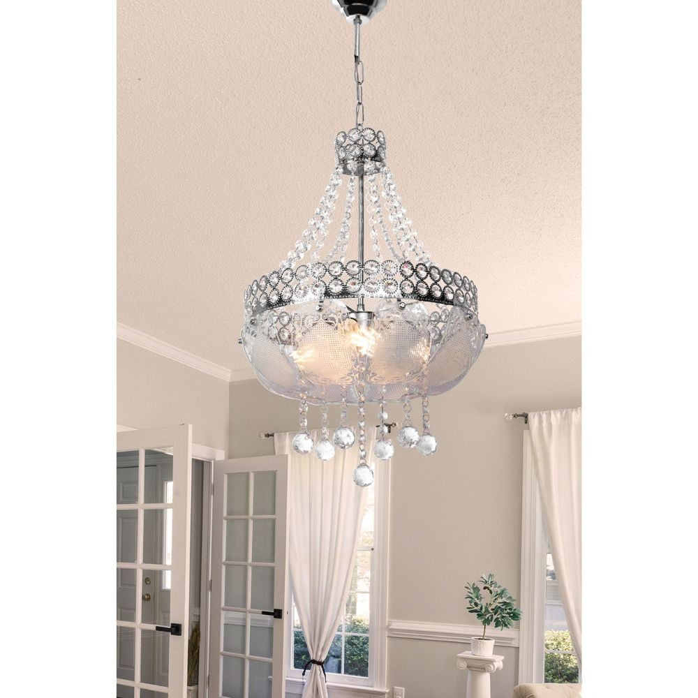 Sare MDL3550 silberne Deckenleuchte, verziert mit Steinen in Glas- und Kristalloptik