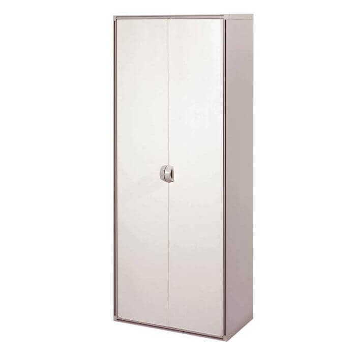 Etagengarderobe der Qbik-Serie aus Harz mit 2 Türen + 3 Einlegeböden