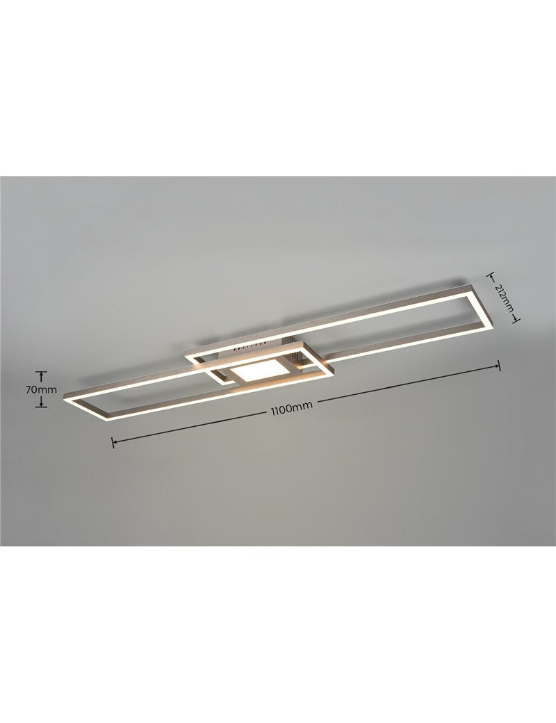 Ganado rechteckige LED-Deckenleuchte aus Stahl mit RGB-Hintergrundbeleuchtung und Multifunktions-Fernbedienung l. 110 cm moderne LED