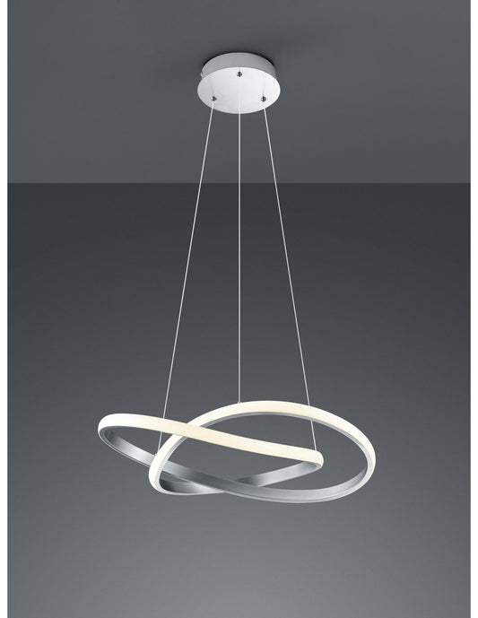 Moderne Pendelleuchte Course Nickel Dimmbar LED 27W Ø60 cm Trio Lighting